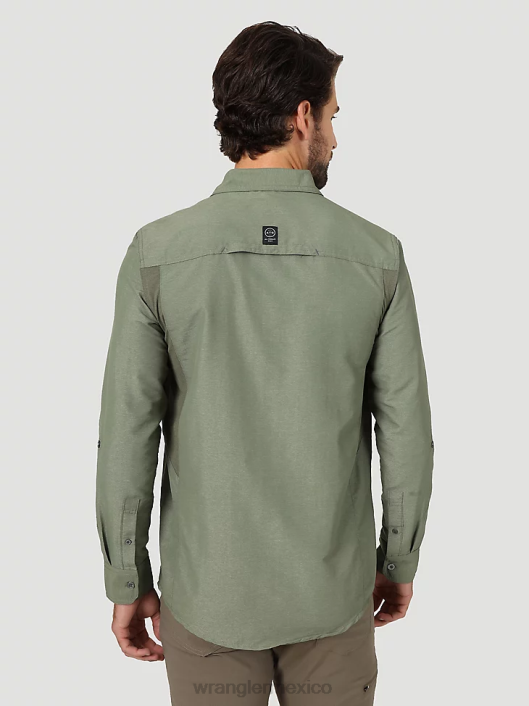 ropa mx Wrangler hombres camisa atg mezcla de materiales aceituna polvorienta (nsb89dv) 62D6635