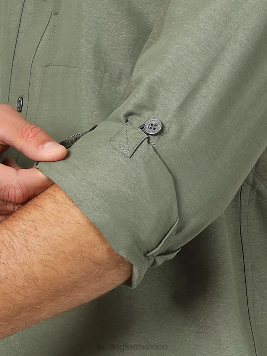 ropa mx Wrangler hombres camisa atg mezcla de materiales aceituna polvorienta (nsb89dv) 62D6635