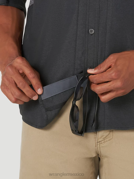 ropa mx Wrangler hombres camisa atg mezcla de materiales negro (nsb89bk) 62D6379