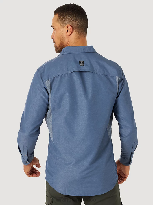 ropa mx Wrangler hombres camisa atg mezcla de materiales índigo vintage (nsb89vn) 62D6378