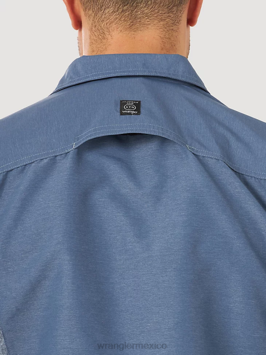 ropa mx Wrangler hombres camisa atg mezcla de materiales índigo vintage (nsb89vn) 62D6378