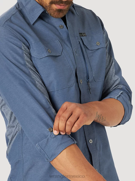 ropa mx Wrangler hombres camisa atg mezcla de materiales índigo vintage (nsb89vn) 62D6378