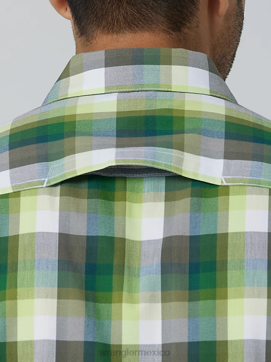 ropa mx Wrangler hombres camisa de campamento de manga corta a cuadros ecológica bosque de amatista (112336161) 62D6399
