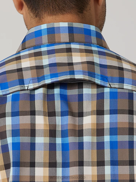 ropa mx Wrangler hombres camisa de campamento de manga corta a cuadros ecológica playa de amatista (112336151) 62D6400