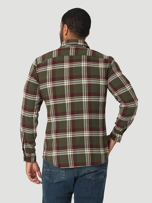 ropa mx Wrangler hombres camisa de franela con nube que se puede estirar libremente noche del bosque (112325082) 62D6385