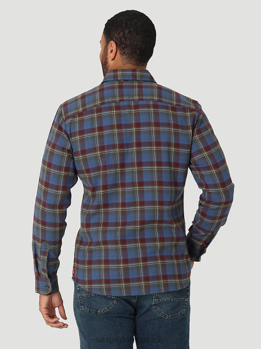 ropa mx Wrangler hombres camisa de franela con nube que se puede estirar libremente verdadera marina (112324441) 62D6383