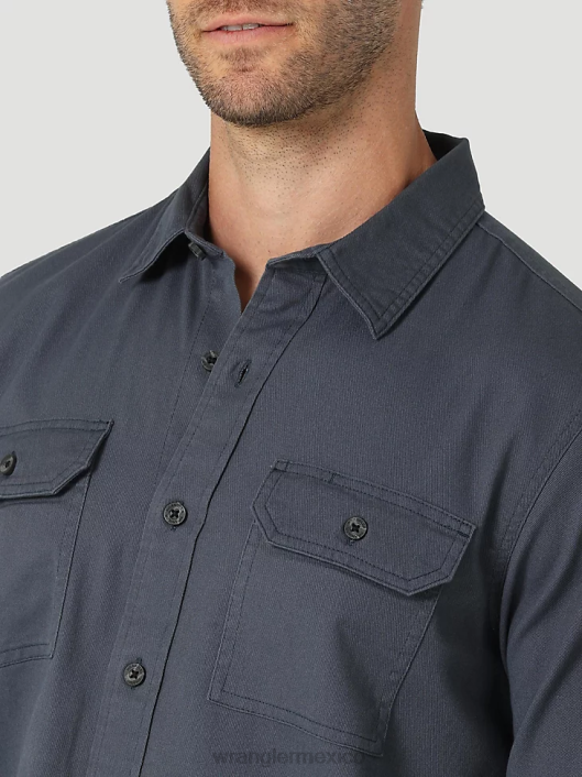 ropa mx Wrangler hombres camisa de manga larga de sarga/mezclilla degradado azul (112324399) 62D6374