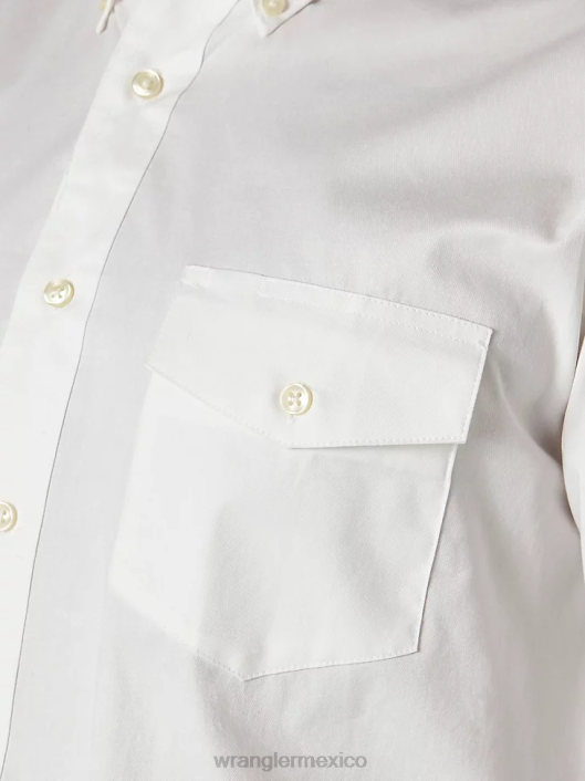 ropa mx Wrangler hombres camisa de sarga sólida y ligera con botones y manga larga pintada en el desierto blanco (71135ch) 62D6298