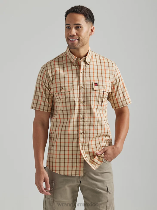 ropa mx Wrangler hombres camisa de trabajo a cuadros riggs workwear amarillo caqui (112325418) 62D6673