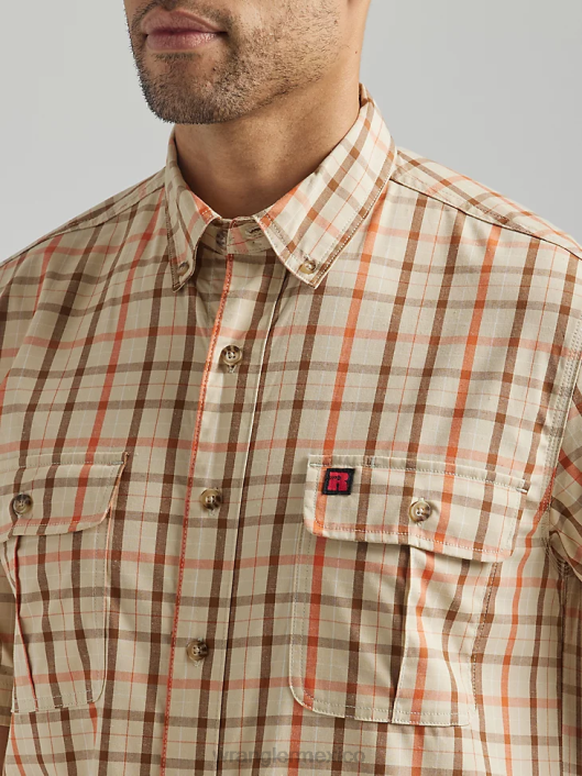 ropa mx Wrangler hombres camisa de trabajo a cuadros riggs workwear amarillo caqui (112325418) 62D6673