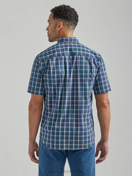ropa mx Wrangler hombres camisa de trabajo a cuadros riggs workwear azul océano verde (112325151) 62D6671