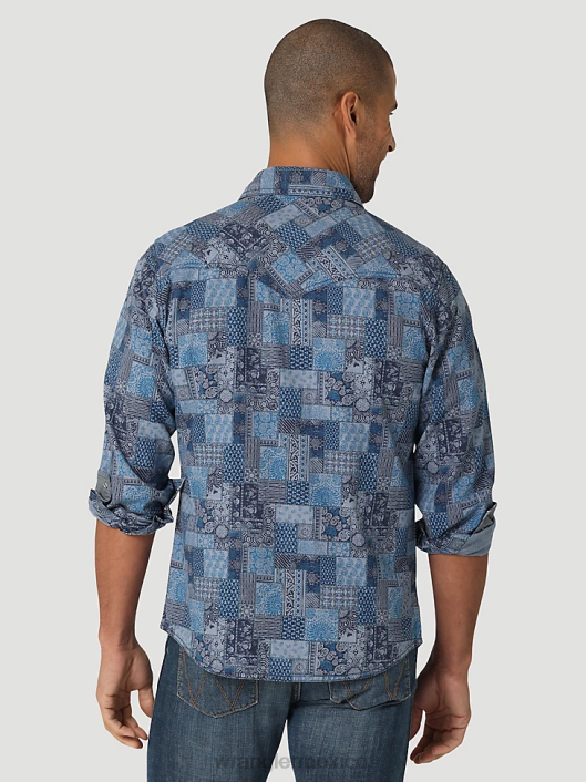 ropa mx Wrangler hombres camisa de trabajo patrimonial negro lavado (112335452) 62D6474