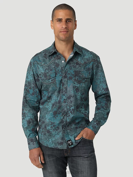 ropa mx Wrangler hombres camisa de trabajo sólida con broche occidental de manga larga y acabado firme con corte vaquero cuero crudo (ms71519) 62D6416