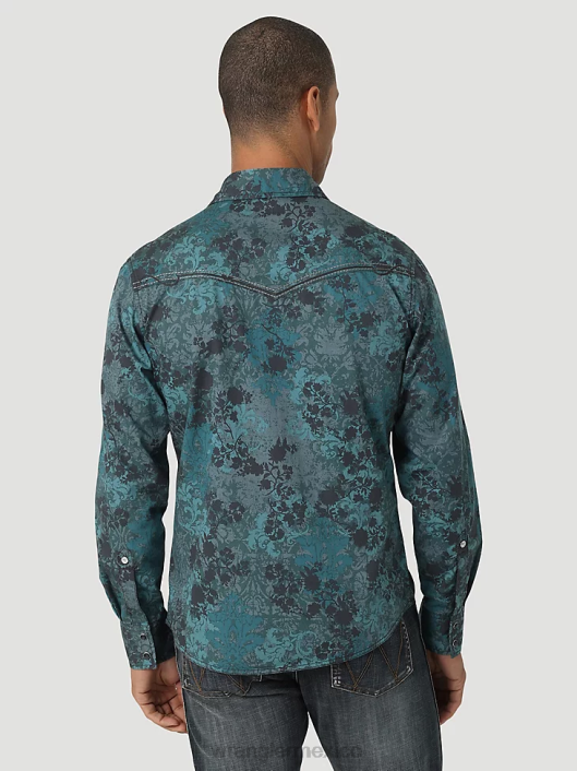 ropa mx Wrangler hombres camisa de trabajo sólida con broche occidental de manga larga y acabado firme con corte vaquero cuero crudo (ms71519) 62D6416