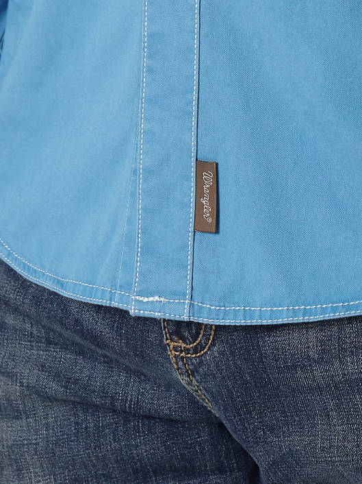 ropa mx Wrangler hombres camisa estilo western con dos bolsillos con solapa y ribete en contraste azul (mvr507j) 62D6438
