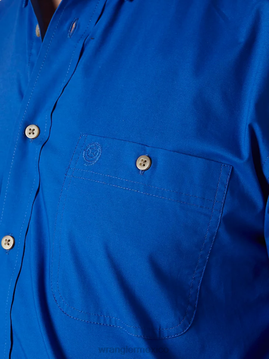 ropa mx Wrangler hombres camisa lisa con botones george strait  national patriot azul real (mgs273b) 62D6371