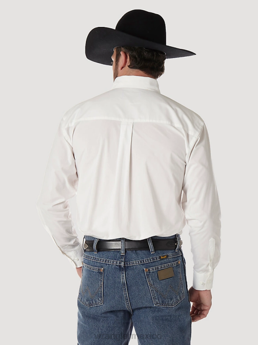 ropa mx Wrangler hombres camisa lisa con botones george strait  national patriot blanco (mgs268w) 62D6372