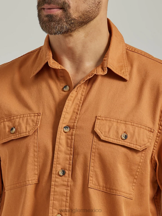 ropa mx Wrangler hombres camisa épica de sarga suave y flexible avellana (112330921) 62D6355