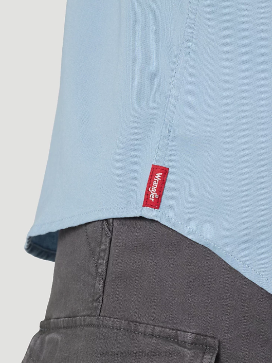 ropa mx Wrangler hombres camisa épica de sarga suave y flexible azul descolorido (112315227) 62D6361