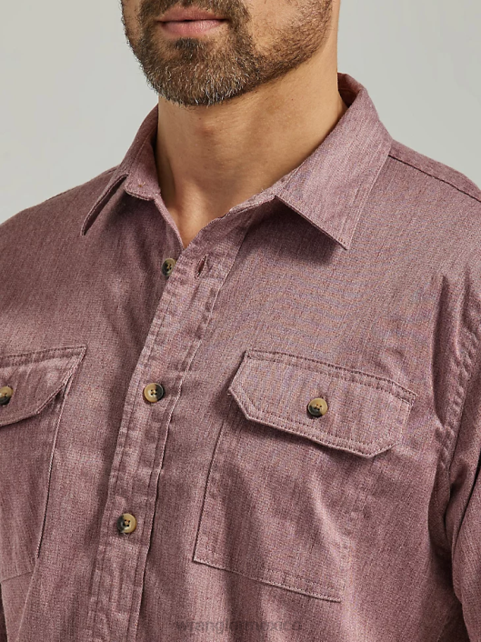 ropa mx Wrangler hombres camisa épica de sarga suave y flexible brezo sable (112333277) 62D6358