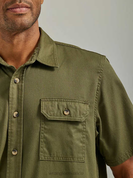ropa mx Wrangler hombres camisa épica de sarga suave y flexible noche oliva (112330684) 62D6357
