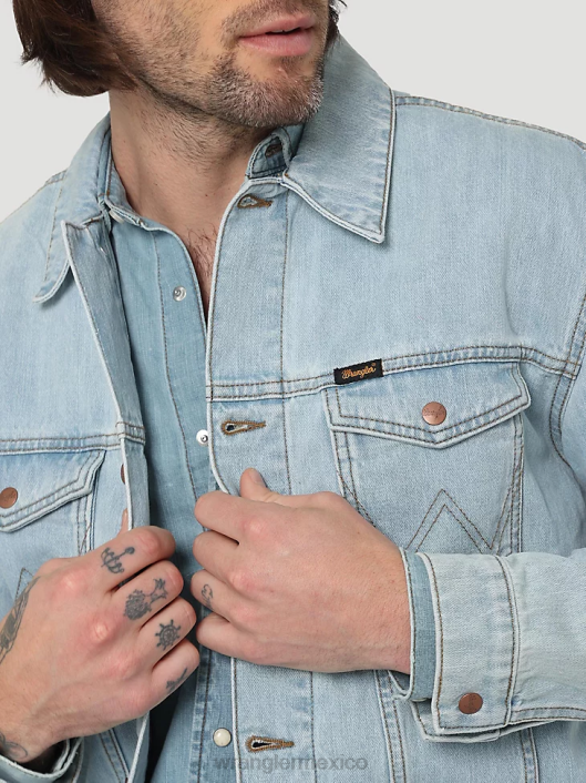 ropa mx Wrangler hombres chaqueta anti-fit Heritage azul helado (112321108) 62D6618