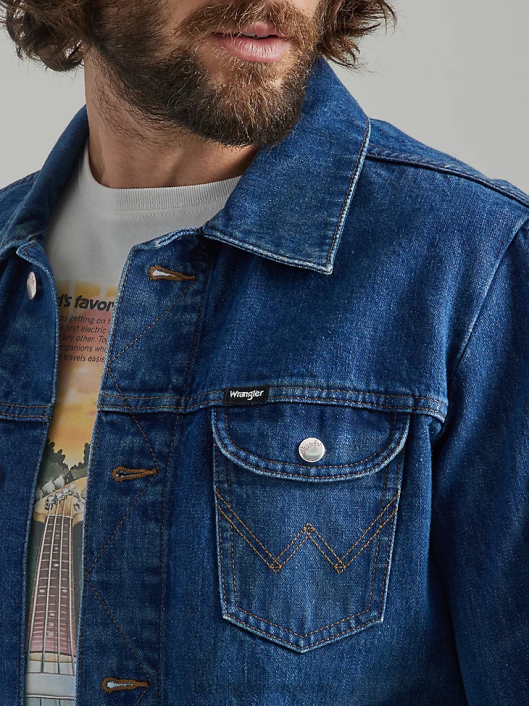 ropa mx Wrangler hombres chaqueta estilo camionero de mezclilla clásica lavado oscuro (10mtjdwdw) 62D6611