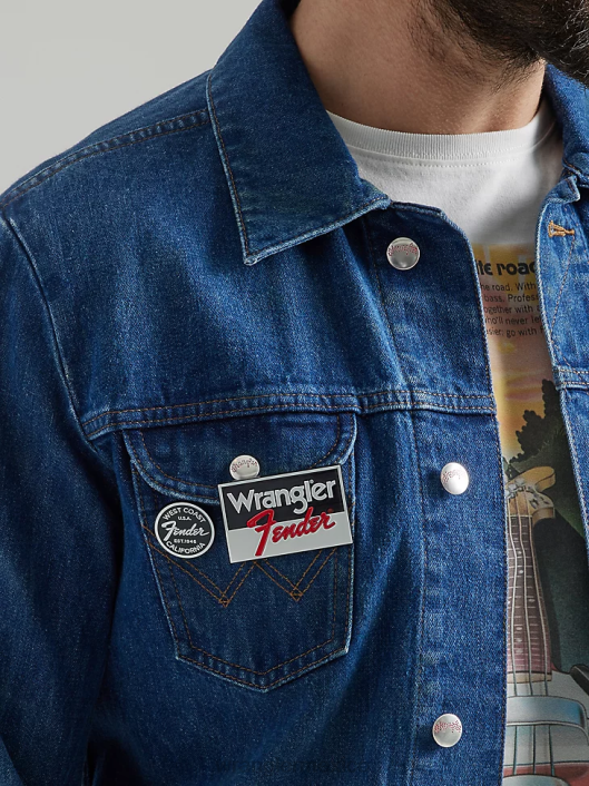 ropa mx Wrangler hombres chaqueta estilo camionero de mezclilla clásica lavado oscuro (10mtjdwdw) 62D6611