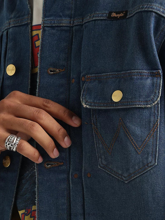 ropa mx Wrangler hombres chaqueta estilo camionero de mezclilla clásica lavado oscuro (10mtjdwdw) 62D6611