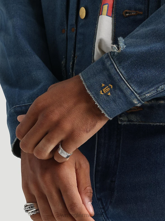 ropa mx Wrangler hombres chaqueta estilo camionero de mezclilla clásica lavado oscuro (10mtjdwdw) 62D6611