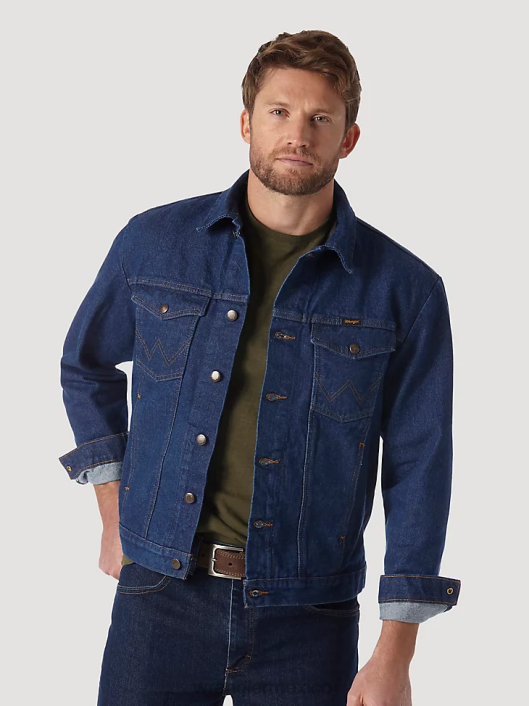 ropa mx Wrangler hombres chaqueta estilo camionero de mezclilla clásica lavado oscuro (10mtjdwdw) 62D6611