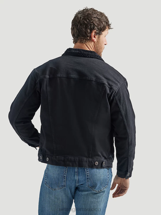 ropa mx Wrangler hombres chaqueta vaquera con forro de sherpa negro (112323851) 62D6615