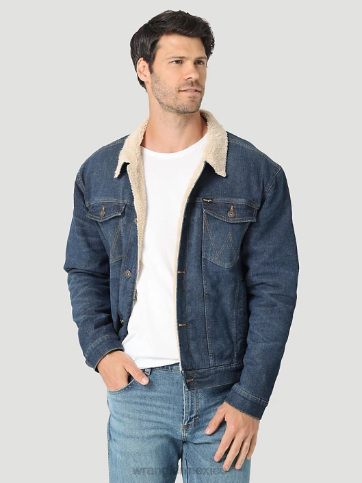 ropa mx Wrangler hombres chaqueta vaquera con forro de sherpa índigo oscuro (112323850) 62D6614