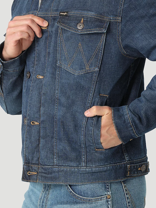 ropa mx Wrangler hombres chaqueta vaquera con forro de sherpa índigo oscuro (112323850) 62D6614