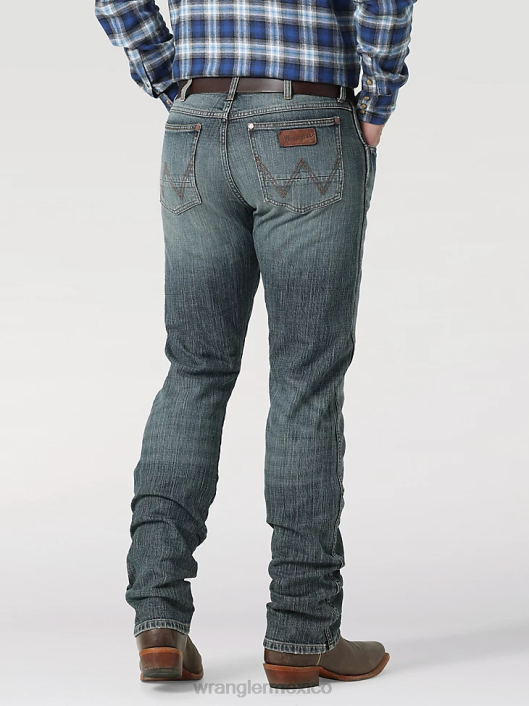 ropa mx Wrangler hombres jeans retro ajustados con pernera recta estiramiento del caballero oscuro (112318445) 62D636