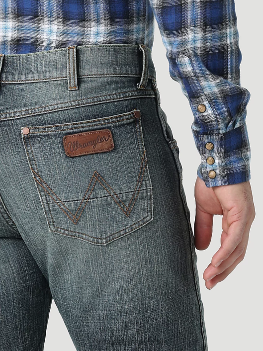 ropa mx Wrangler hombres jeans retro ajustados con pernera recta estiramiento del caballero oscuro (112318445) 62D636