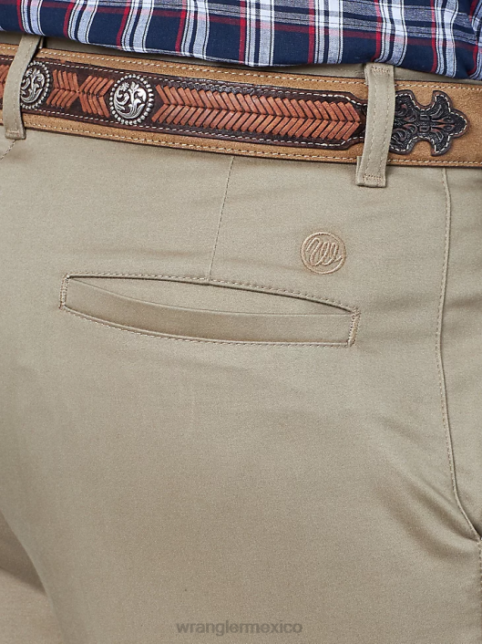 ropa mx Wrangler hombres pantalones casuales con frente plano y ajuste relajado caqui (00096kh) 62D6259