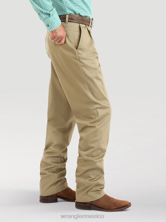ropa mx Wrangler hombres pantalones casuales con frente plisado y ajuste relajado caqui (00097kh) 62D6262