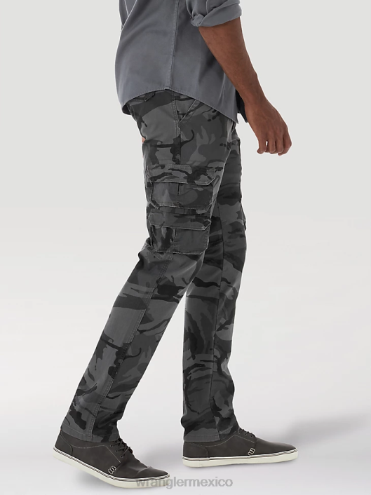 ropa mx Wrangler hombres pantalón cargo cónico flexible camuflaje antracita (70dywgl) 62D6227