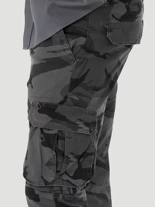 ropa mx Wrangler hombres pantalón cargo cónico flexible camuflaje antracita (70dywgl) 62D6227