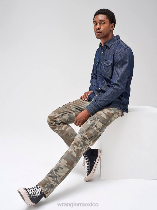 ropa mx Wrangler hombres pantalón cargo cónico flexible camuflaje selva marrón (112326274) 62D6228