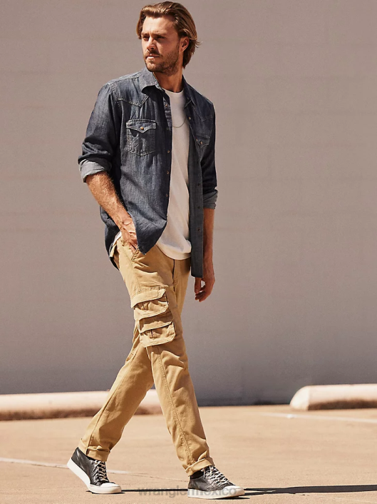 ropa mx Wrangler hombres pantalón cargo cónico flexible cosecha (70dywhv) 62D6226