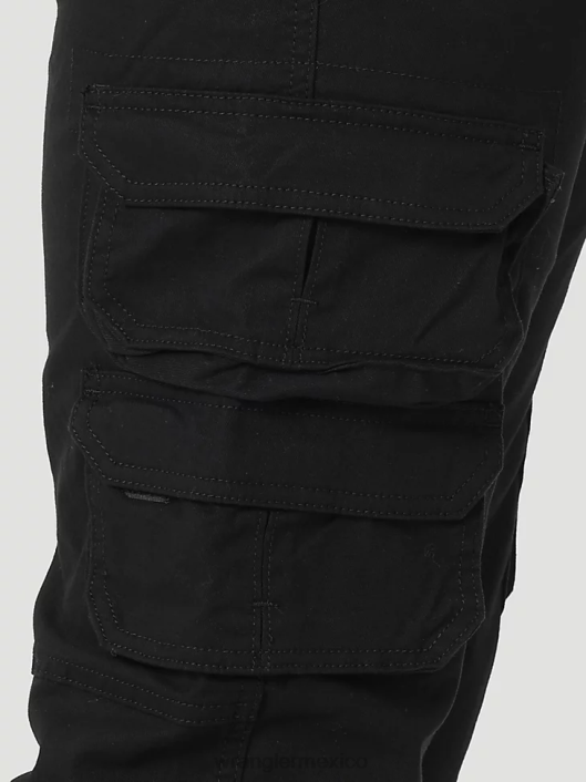 ropa mx Wrangler hombres pantalón cargo cónico flexible negro (112326301) 62D6229