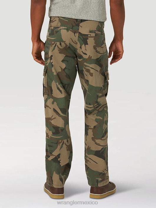 ropa mx Wrangler hombres pantalón cargo flexible de ajuste relajado premium de cinco estrellas camuflaje verde marrón (70abw4m) 62D6220