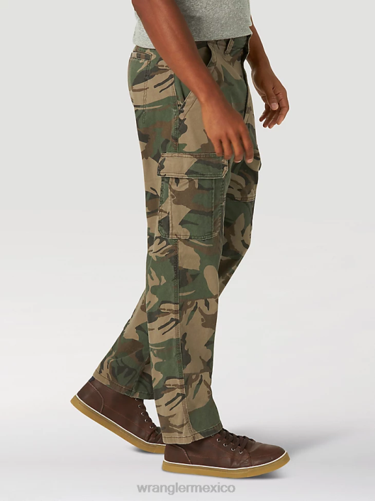 ropa mx Wrangler hombres pantalón cargo flexible de ajuste relajado premium de cinco estrellas camuflaje verde marrón (70abw4m) 62D6220