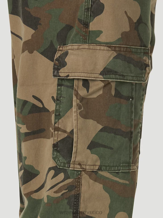 ropa mx Wrangler hombres pantalón cargo flexible de ajuste relajado premium de cinco estrellas camuflaje verde marrón (70abw4m) 62D6220