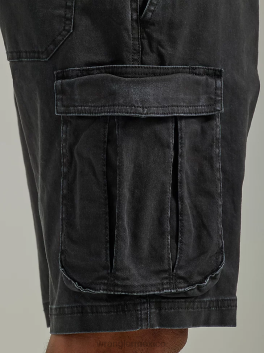 ropa mx Wrangler hombres pantalón corto tipo cargo con cordón elástico y libre de estirar negro lavado (112336240) 62D6553