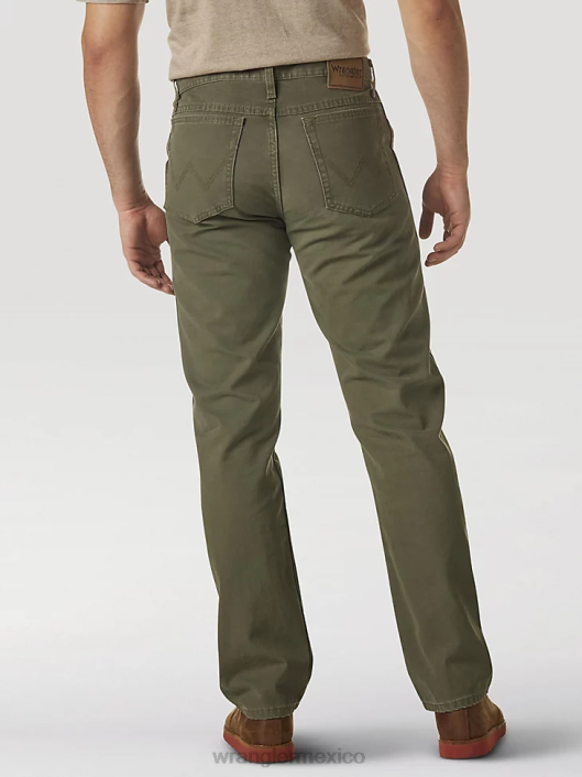 ropa mx Wrangler hombres pantalón de lona con pernera recta y corte regular resistente musgo (31100ms) 62D6650
