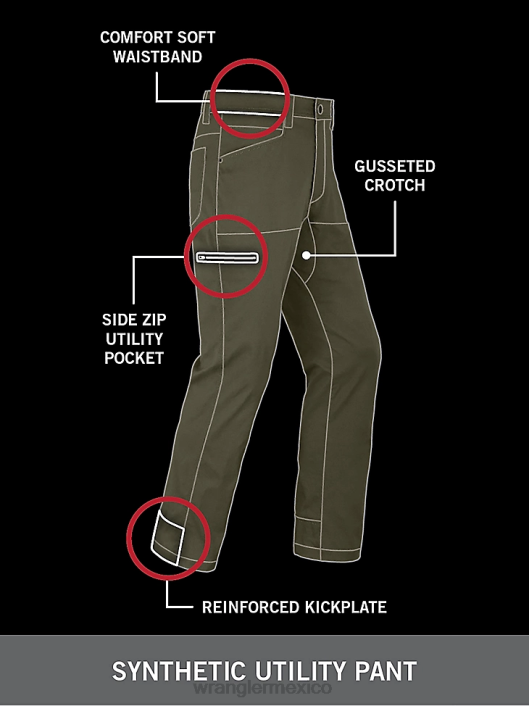 ropa mx Wrangler hombres pantalón utilitario sintético atg morilla (ns849ml) 62D6632