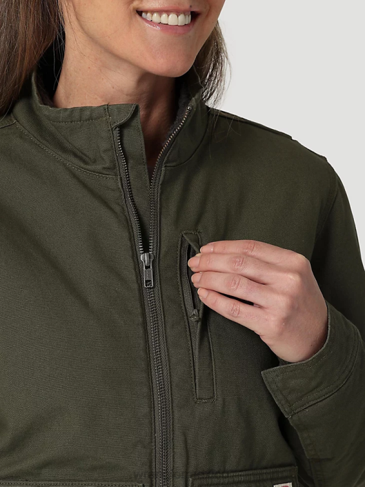 ropa mx Wrangler mujer Chaqueta de lona con forro de sherpa Riggs Hard Layers loden (112318476) 62D6864